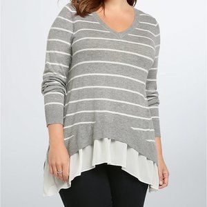 Torrid 4 Striped Chiffon Layered Sweater